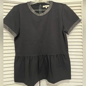 MADEWELL LEATHER TIPPED RUFFLE TOP